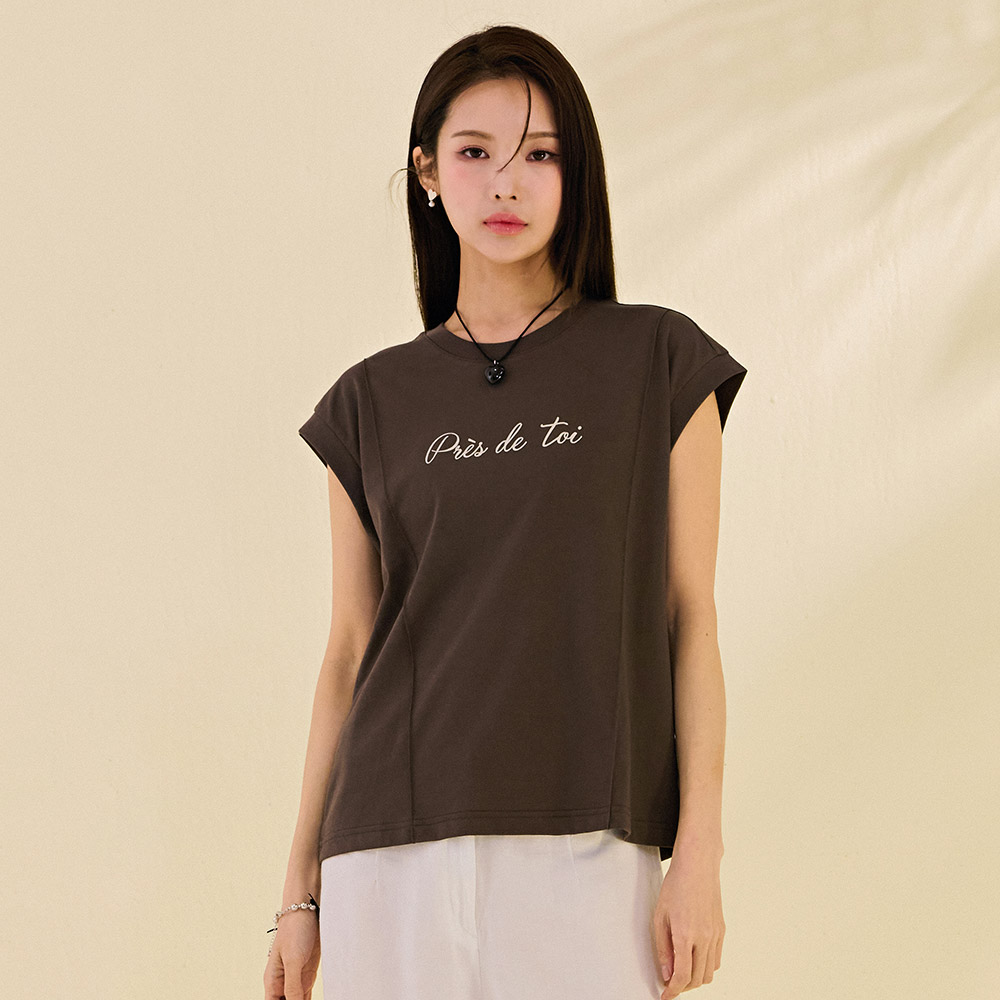 여성 에리 배색 민소매 티셔츠DCRG5971E08